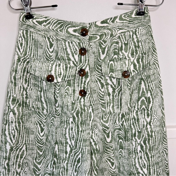 Anthropologie C/Meo Collective Energised Arbor Wide Leg Pants in Ivy Woodgrain - Picture 3 of 16